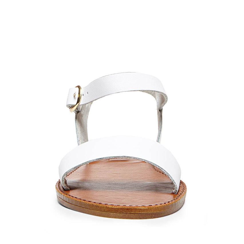 White Steve Madden Donddi Leather Women's Flat Sandals | PH 2578OVU